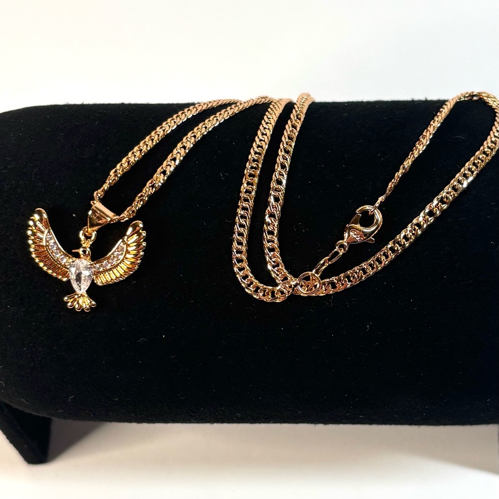 18k rose gold-plated eagle pendant necklace - Picture 3 of 5